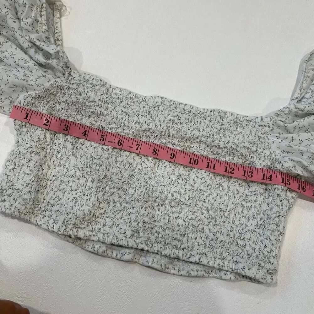 Arizona Jean Co. Smocked Floral Crop Top Puff Sleeve Women’s XL - Picture 5 of 6